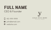 Classic Stylish Letter Y Business Card