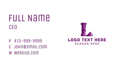 Premium Gemstone Letter L Business Card Image Preview