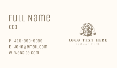 Woman Wreath Justice Business Card