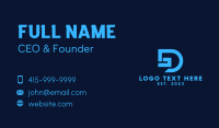 Blue Digital Letter D  Business Card