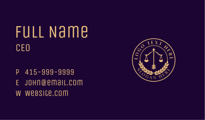 Law Justice Scale Business Card