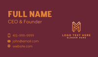 Gold Monoline Letter M Business Card