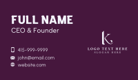 Luxury Fashion Letter K Business Card