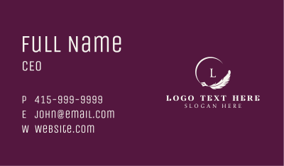 Feather Quill Writer Business Card Image Preview