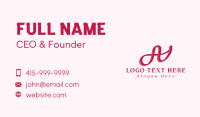 Pink Feminine Letter A Business Card Design