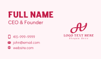 Pink Feminine Letter A Business Card