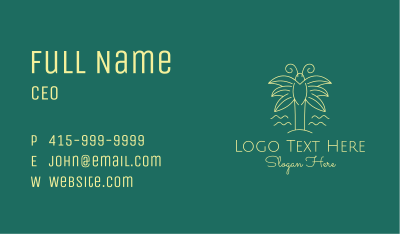 Simple Butterfly Palm Tree Business Card