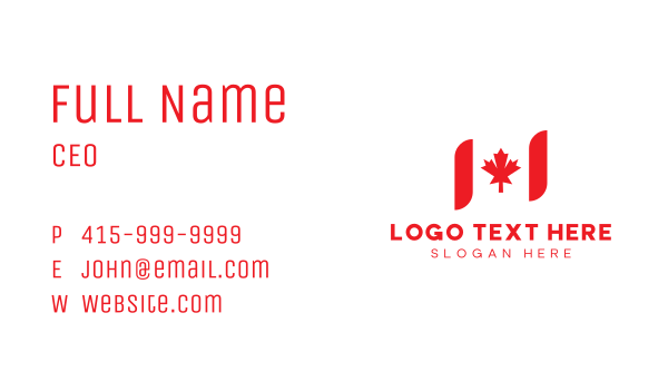 Minimal Canadian Flag  Business Card Design