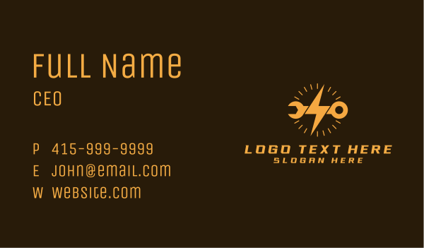 Lightning Wrench Electrician Business Card Design