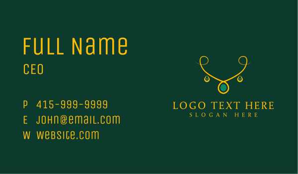 Elegant Golden Necklace Business Card Design