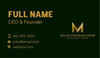 Modern Gold Letter M Business Card