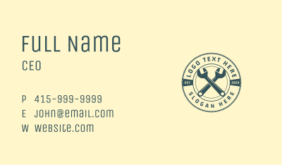 Handyman Wrench Emblem  Business Card