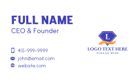 Purple Diamond & Ribbon Lettermark Business Card Design