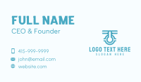 Blue Plumbing Letter T Business Card Design