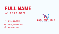 Letter W Ribbon Business Business Card