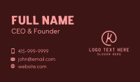 Pink K lettermark Business Card