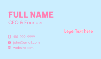 Pink Cartoon Wordmark  Business Card