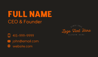 Orange Cursive Wordmark Business Card