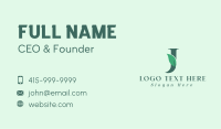 Natural Leaf Letter J Business Card