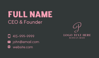 Feminine Pink Letter P  Business Card