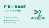 Green Flying Hummingbird Business Card Design