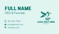 Green Flying Hummingbird Business Card