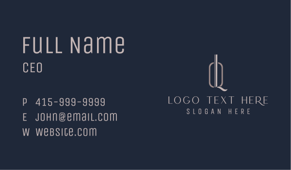 Elegant Letter Q  Business Card Design