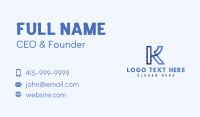 Blue Outline Letter K Business Card