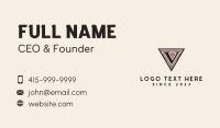 Etched Triangle Letter V Business Card