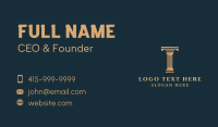 Classical Pillar Letter T Business Card Design