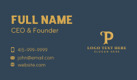 Gold Generic Brand Letter P  Business Card
