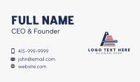 USA Flag Letter A  Business Card