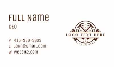 Hammer Remodeling Carpentry Business Card Image Preview