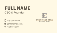 Vintage Crafts Letter E Business Card Design