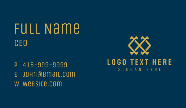 Gold Letter X Company  Business Card Design