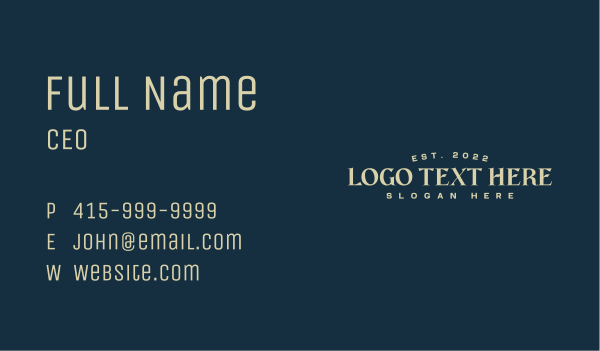 Classic Hipster Company Business Card Design