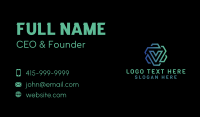 Geometric Cyber Letter V Business Card