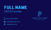 Blue Tech Letter P Business Card