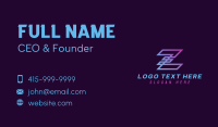 Gradient Digital Letter Z Business Card