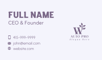 Purple Wellness Spa Letter W Business Card