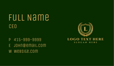 Luxury Crest Shield Lettermark Business Card