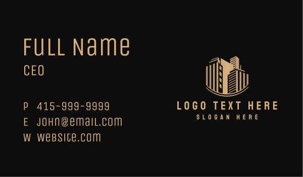Gold Real Estate Building Business Card Design Image Preview