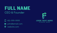 Digital Cryptocurrency Letter F Business Card Design