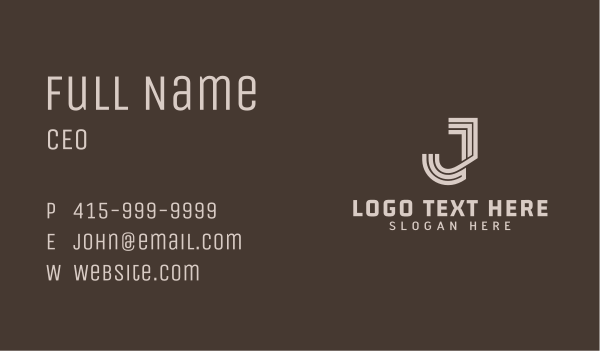 Creative Stripe Letter J Business Card Design