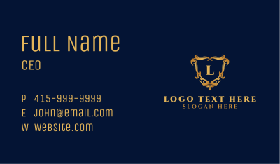 Golden Luxury Ornament Letter Business Card