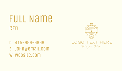 Gold Bistro Badge Letter Business Card