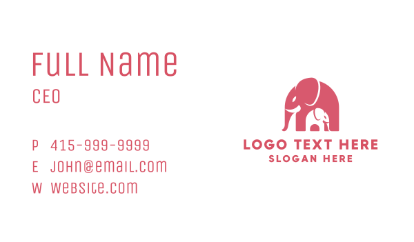 Cute Pink Elephant Zoo Business Card Design