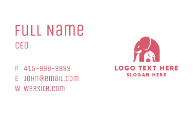 Cute Pink Elephant Zoo Business Card Image Preview