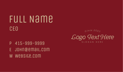Classic Simple Wordmark Business Card