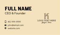 Linear Simple Letter K Business Card